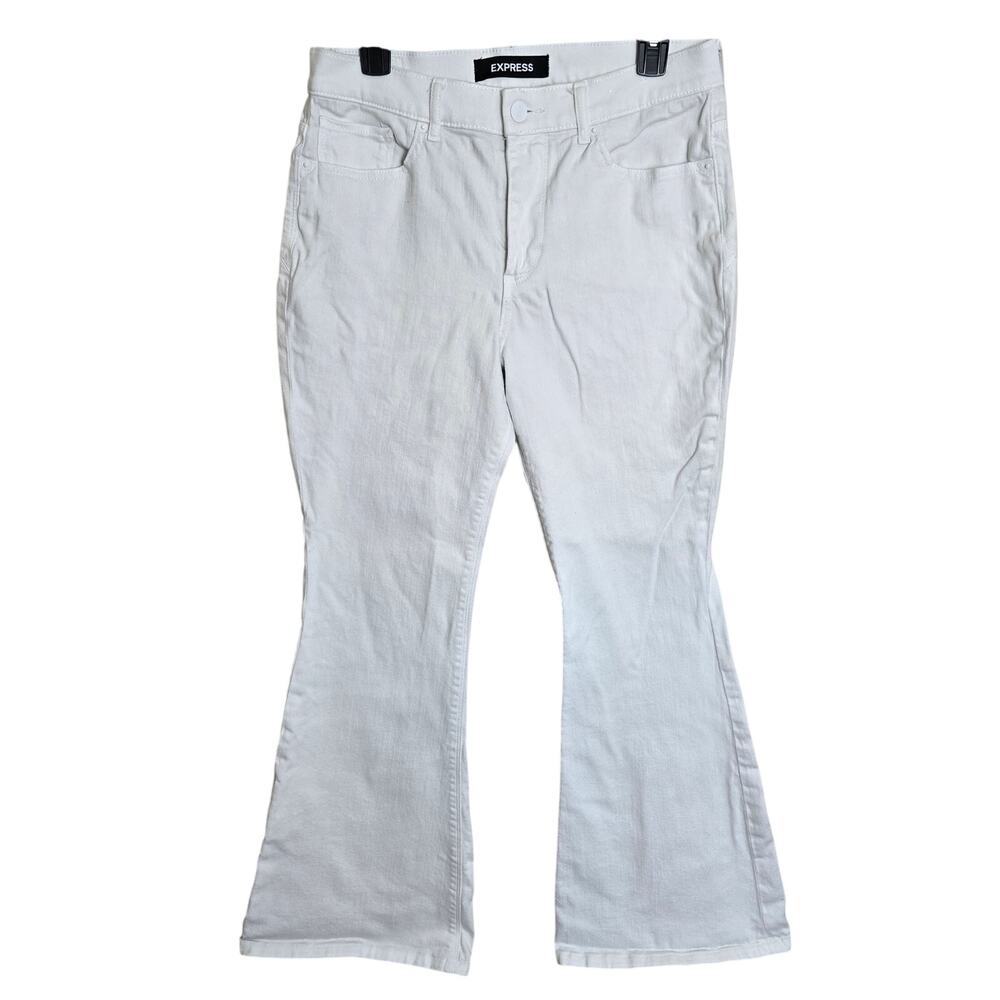 Express White Bell Flare High Rise Jeans Size 8 Women's